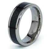 7mm Flat Titanium Ring with Black Carbon Fiber Inlay (Sizes 8-12)