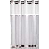 41jtAdC0VrL. SL160  Hookless Escape Built in Peva liner Fabric Shower Curtain, White/Brown
