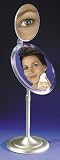 Multi-Mag 7X Close-Up 5X Full View Adjustable Pedestal Vanity Mirror 9", Satin Nickel