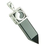 Positive Energy Magic Powers Yin Yang Amulet Crystal Point Lucky Charm Black Onyx Stainless Steel Pendant