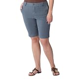 Women's Plus Size Merona Bermuda Shorts - Gray Stripe