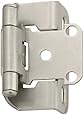 Amerock BP7550-G10 Self-Closing, Partial Wrap 1/2-Inch Overlay Hinge, Satin Nickel, 1-Pack