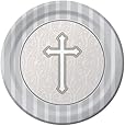 Creative Converting Devotion Cross Round Dessert Plates, Silver, 8 Count