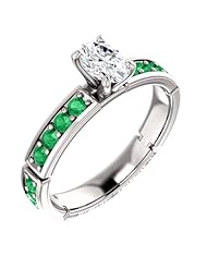 Platinum Oval Cut Diamond and Emerald Ring -- LIFETIME WARRANTY