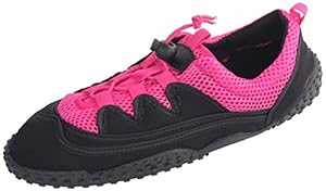 Enimay Womens Athletic Slip On Elastic Band Aqua Water Shoes For Any Water Activities Black-fuchsia 7