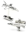 F-16 Fighter Jet Plane Silver Cufflinks Cuff Links
