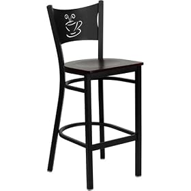 Flash Furniture HERCULES Series Black Coffee Back Metal Restaurant Bar Stool with Mahogany... by Flash Furniture