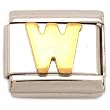 "W" Italian Charm Gold Plated 9mm