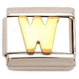 "W" Italian Charm Gold Plated 9mm