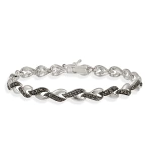 Sterling Silber Schwarzer Diamant Akzent Unendlich Armband