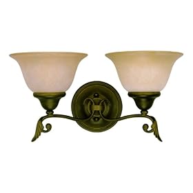 Westinghouse 69600 English Manor Two-Light Wall Fixture, Weathered Antique Brass with Aged Alabaster Globe