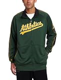 MLB Men's Oakland Athletics Profector Mock Neck Full Zip Raglan Jacket (Dark Green/Yellow Gold/Black, X-Large)
