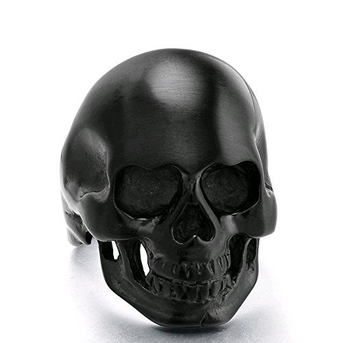 Stainless Steel Black Skull Band Vintage Gothic Cool Punk Biker Ring for Men