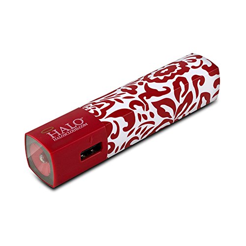 Halo Pocket Power Starlight 3000mAh Power Bank with Flash Light, Red Stencil