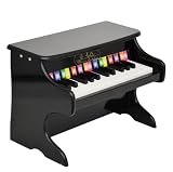 kleines Kinder Mini Klavier ab 3 Jahre in Schwarz mit 25 Tasten Kids Piano mit Farbtafel und Liederheft