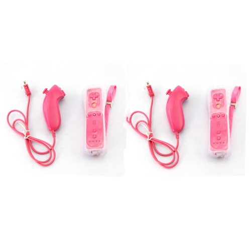 2 X Nunchuck Nunchuk Manette Contrôleur Remote pour Nintendo Wii 2 Couleurs Choix (Rose)