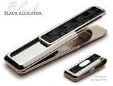 New! M-Clip Monterey Money Clip - Rhodium w/Black Alligator