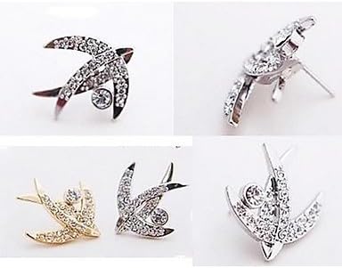 Suravitshop @@(Swallow) Silver Alloy Stud Earrings(Silver) (1 Pair)
