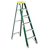 Buy #592 Eight-Foot Folding Fiberglass Step Ladder, Green Yellow