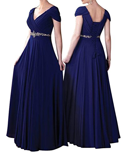WeiYin Women's Cap Sleeve V-neck Ruched Empire Line Mother of the Bride Dresses