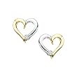 10K Two Tone Gold 0.08 ct. Diamond Heart Earrings