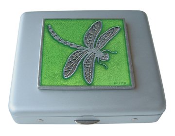 Green Dragonfly Mirror Pill Box