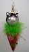 Bobble Head Diva Black Cat 7.5" In Funky Cone Glass Christmas Ornament #823159
