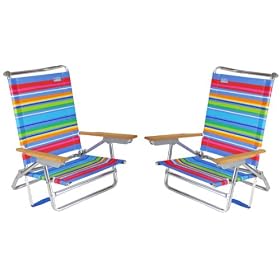 RIO 5 position Folding Beach Chairs "Set of 2" - Aluminum and Light!