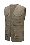 Geval Cotton Men's Multiple Pockets Photography Director Work Vest(Army Green,XL)