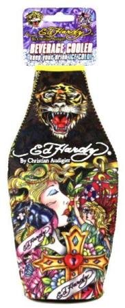 Don Ed Hardy Tattoo Zipper Bottle Koozie Cooler NEW 6