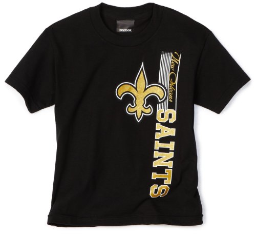 NFL Boys' New Orleans Saints Vertical Presence Tee Shirt (Black, Large)