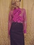 Christian Dior - $2105 New CHRISTIAN DIOR Sheer Pink Rose Silk Top 14 46