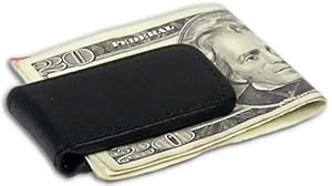 Black Leather Magnetic Money Clip