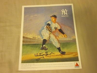 1989 Citgo New York Yankees Print Whitey Ford Autographed B & E Hologram - Autographed MLB Art