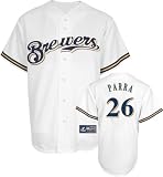 Prince Fielder Jersey: Youth Majestic Home White Replica #28 Milwaukee Brewers Jersey