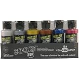 Badger Air-Brush Company Spectra-Tex Airbrush Ready Water Based Acrylic Paint, Metallic, 2-Ounce Each, Set of 6