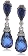 10k White Gold Created Blue Sapphire and Diamond-Accent Earrings (0.02 cttw, H-I Color, I2-I3 Clarity)