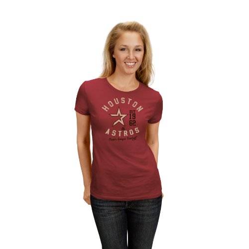 MLB Houston Astros Women's Short Sleeve Crew Neck Tee (Bright Garnet, Large)