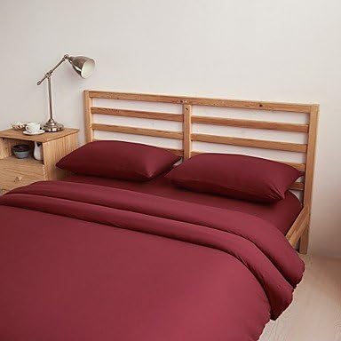 Shanshan Set Of 4 Muji Style 100% Cotton Knitted Fabric Wine Red Duvet Covers