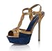 Sergio Rossi Twist T-Strap Sandal, Navy/Bronze, 39 M EU fits 8.5 M US