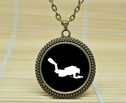 Fashion Jewelry Diving Necklace Scuba Diving Pendant Glass Cabochon Necklace A3745
