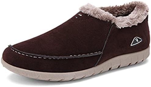 SITYLE Men's Suede Leather Slip-On Outdoor and Home Warm Slipper ,US 8,Brown