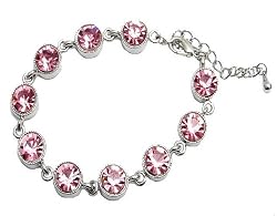 Bracelet - Round CZ Crystal Link ~ Rose (Pink) (FB67)