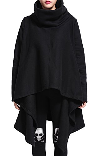 ELLAZHU Women Casual Bat Wings Tassel Print Sweatshirt Onesize GY717 Black