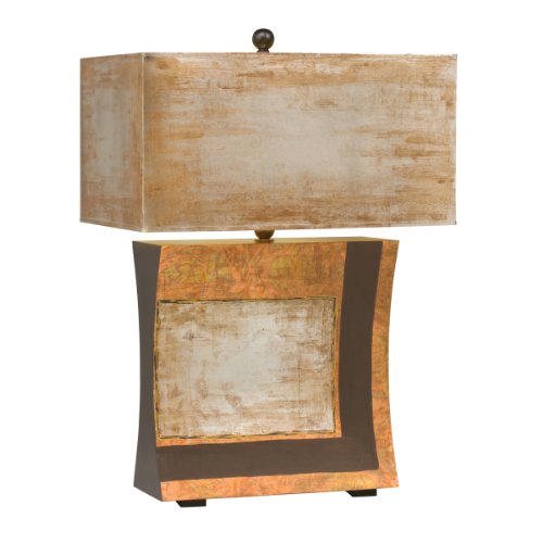 Kichler Lighting 70740 Vivido Curve 25-Inch Portable Table Lamp, Hand-Painted Finish over Copper Leaf with Antique Silver Rectangle Gold-Lined Shade
