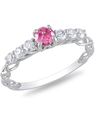 14k White Gold Pink and White Diamond Fashion Ring (0.6 Cttw, G-H Color, I1-I2 Clarity)