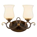 Quoizel HH8602DZ Hannah 11-Inch Bath Bar with Two Lights with Ribbed Champagne Glass, Dark Bronze Finish