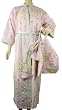 Fine Pink roses floral cotton Terry cloth Lined French bathrobe with travel pouch