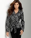 Jones New York Signature Petite Long-Sleeve Silk Blouse with Sash