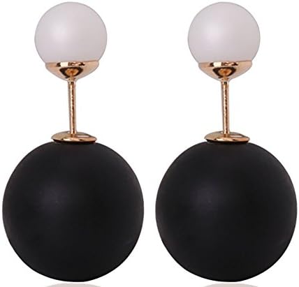 Double Sided Peekaboo Tribal Pearl Earring - Black and White